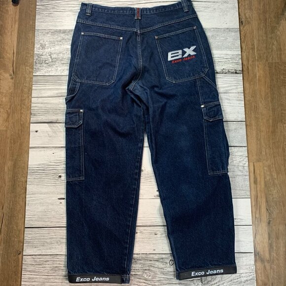 Exco Jeans Other - EX Exco Cargo Carpenter Jeans Vintage Y2K Baggy Wide Leg Indigo Denim